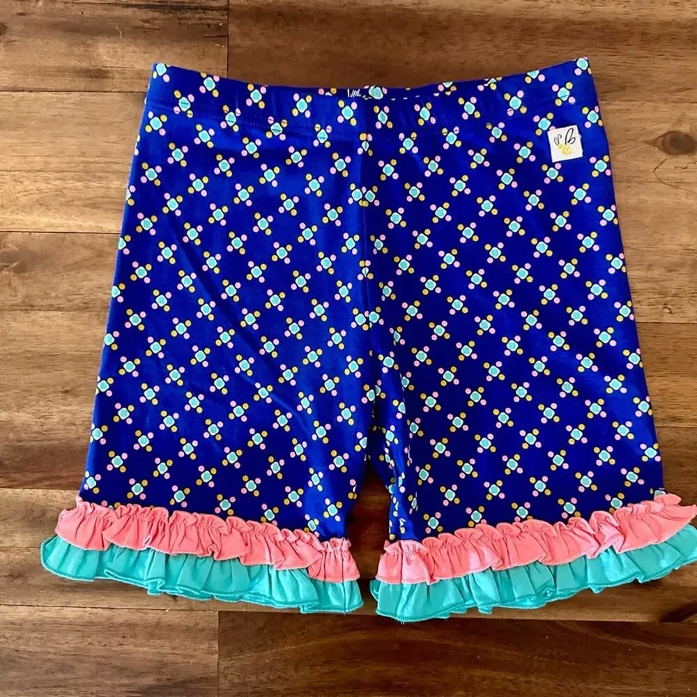 NWT Wildflowers Best Day Ever Road Trip Shorties Blue Pink Green Knit Ruffle 12